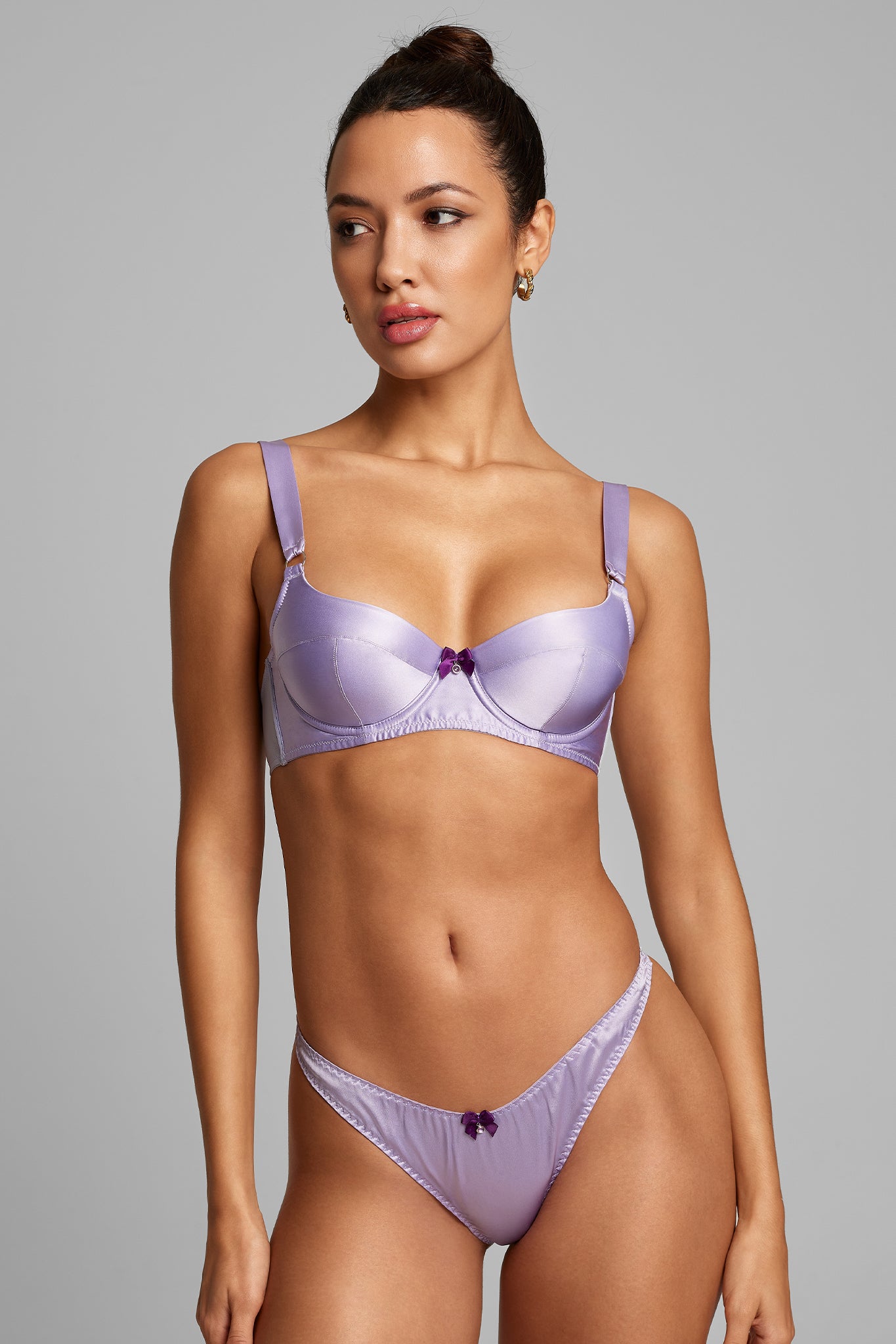 Women wearing Wisteria Silk Lingerie set front