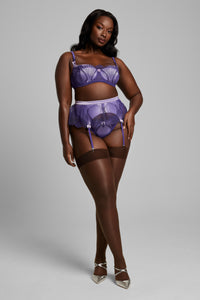 Woman wearing The Forget Me Not suspender front full view