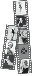 Film reels with vintage-style pictures of women