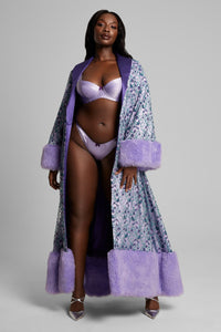 Woman wearing The Wisteria Robe open front
